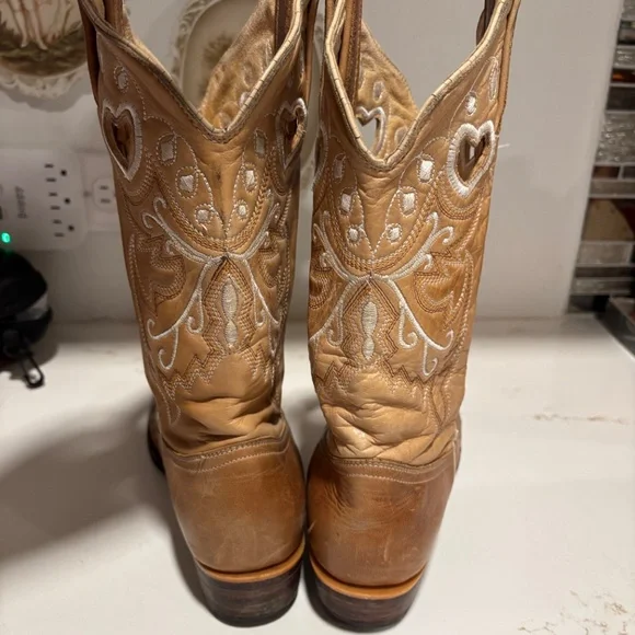 Women’s Innovacion Brown Leather Cowboy  Western Heart Boots sz 26/9 Modelo 1820 - Picture 3 of 16
